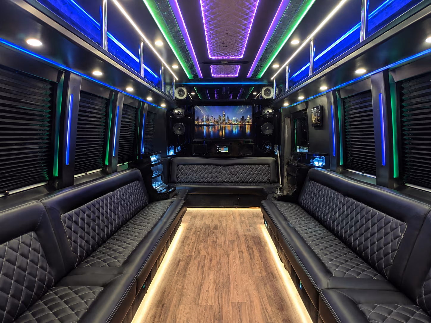 rancho cucamonga 25 passenger party bus interior
