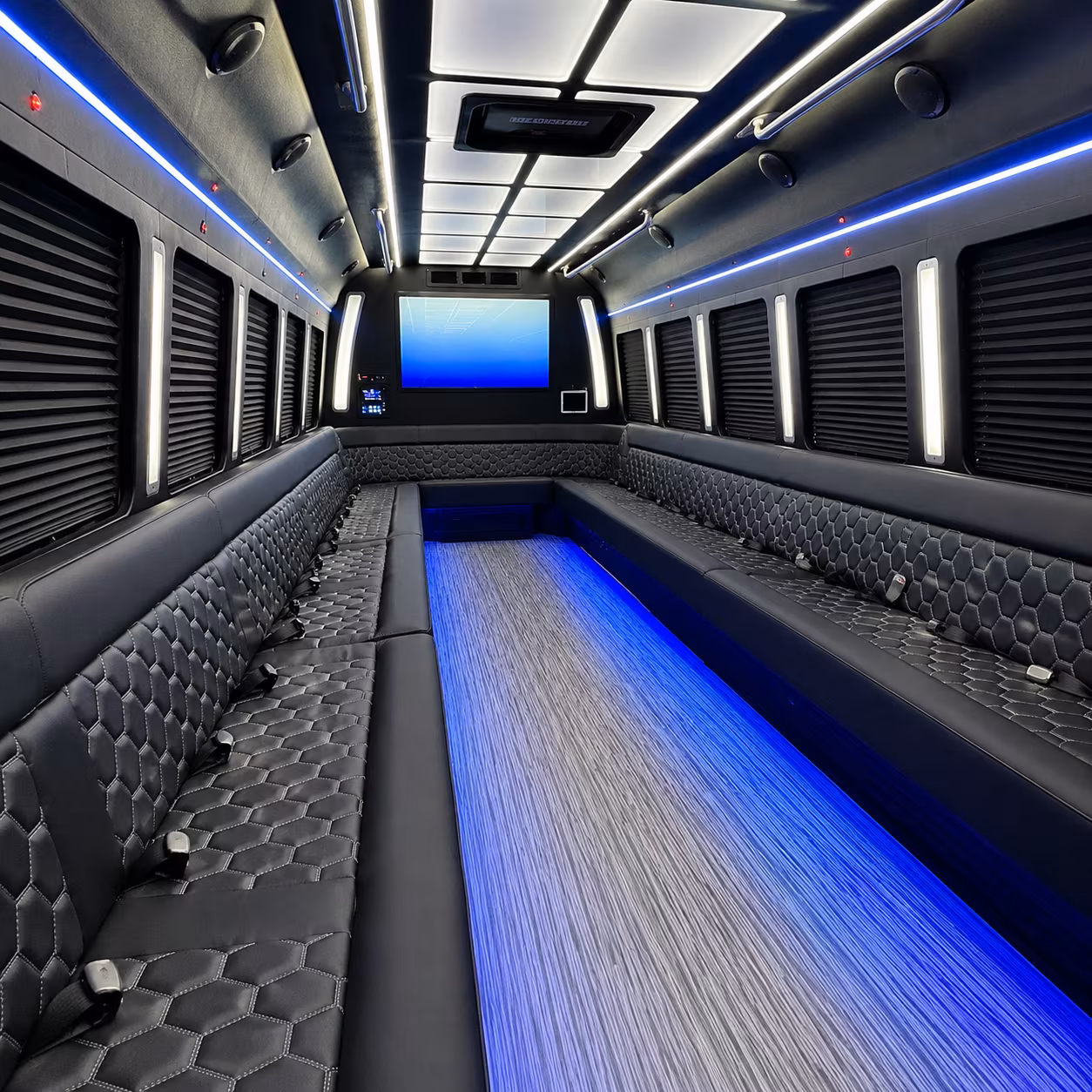 rancho cucamonga 50 passenger party bus inside